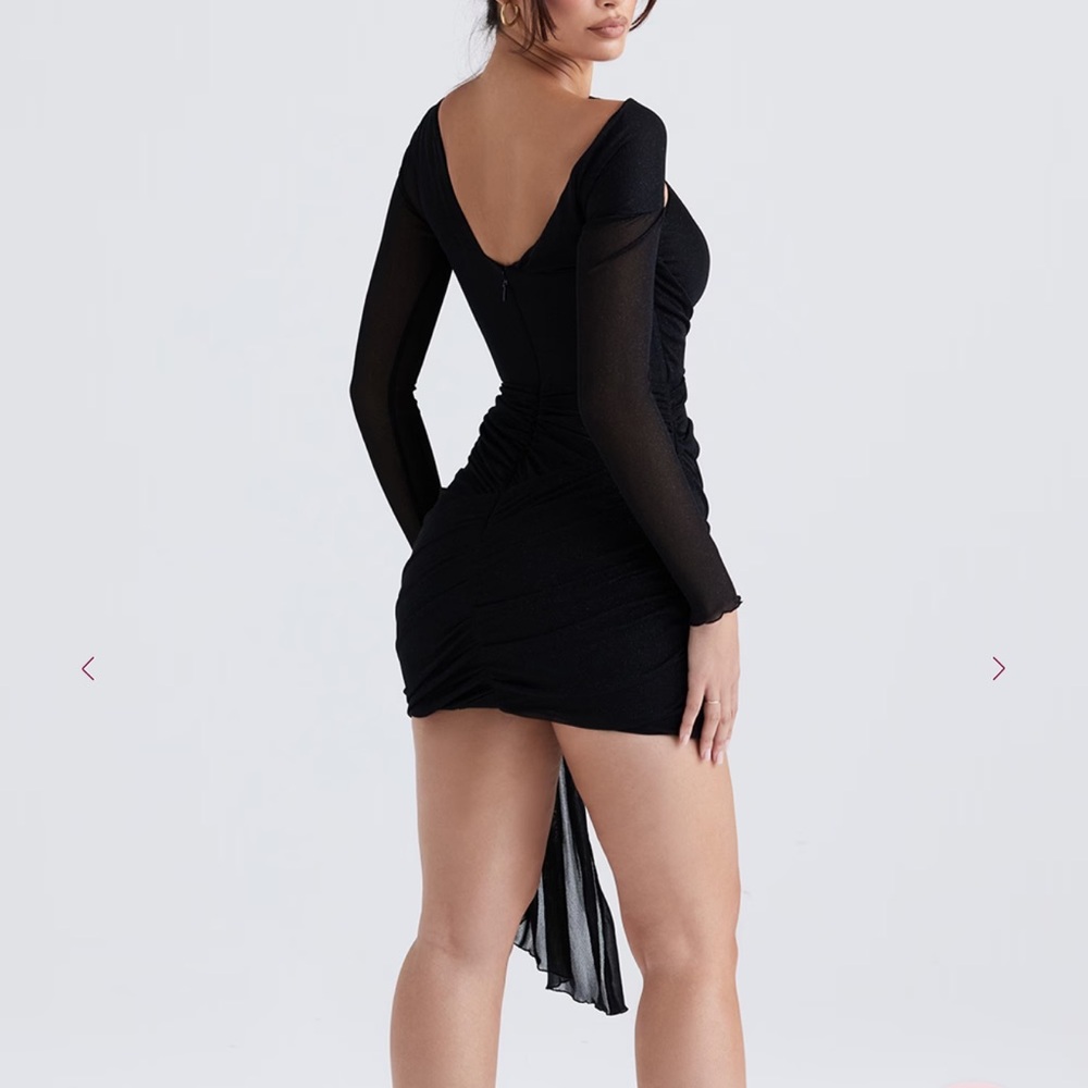 House of CB SANTA Black Glitter Cutout Mini Dress size S - Picture 3 of 12